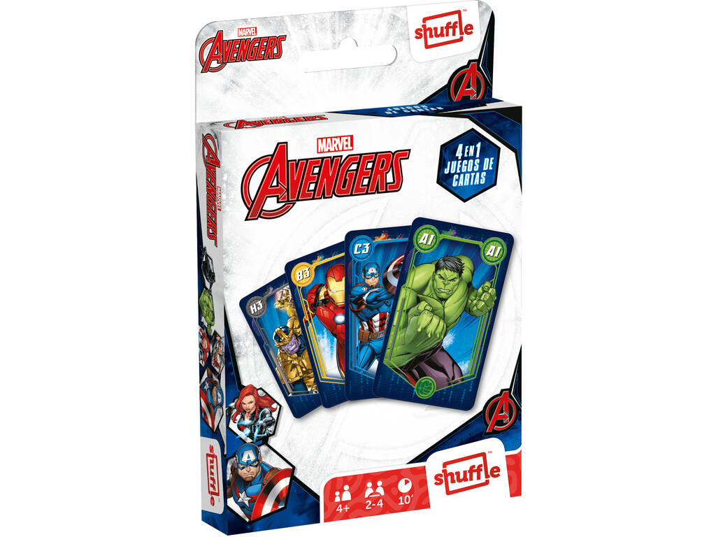 Avengers Baralho Infantil Shuffle 4 em 1 Fournier 10028043