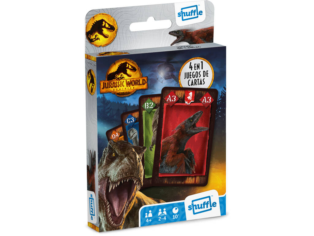 Jurassic World Baraja Infantil Shuffle 4 en 1 Fournier 10028049