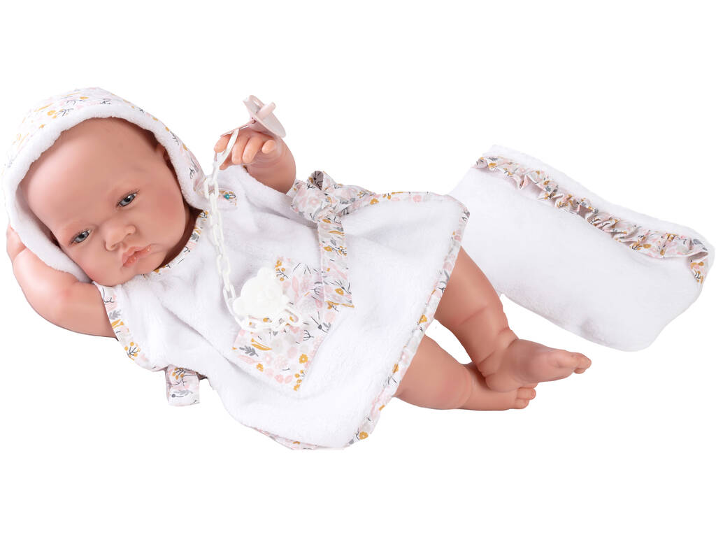 Bambola neonata con cuffia da bagno e borsa da toilette 42 cm. Antonio Juan 50267