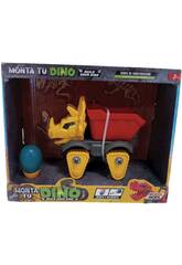 Costruisci il tuo Dino Dumper rosso, giallo e grigio con gli attrezzi
