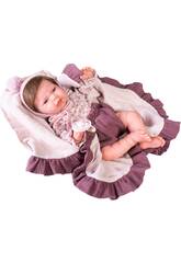 Sweet Reborn Doll Lea With Purple Blanket 42 cm. Antonio Juan 80217
