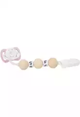Set di ciucci rosa e bianchi con palline di legno a catena Arias 6364