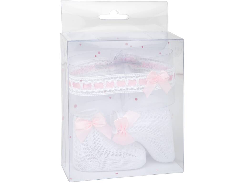 Set aus weißen und rosafarbenen Socken mit Arias-Stirnband