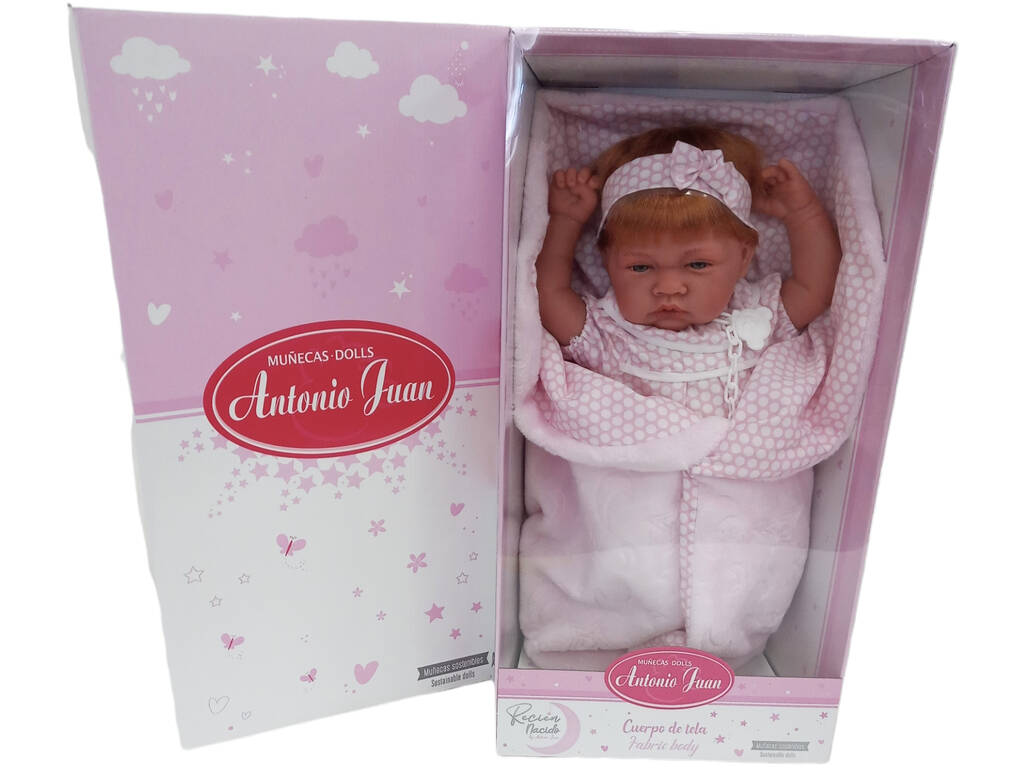 Rothaarige Saquito Newborn Puppe 45 cm. Antonio Juan 1002