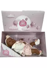 Boneca Sara Mulata Recém Nascida 50 cm. Chorão Laçinho e Casaco Berbesa 5216