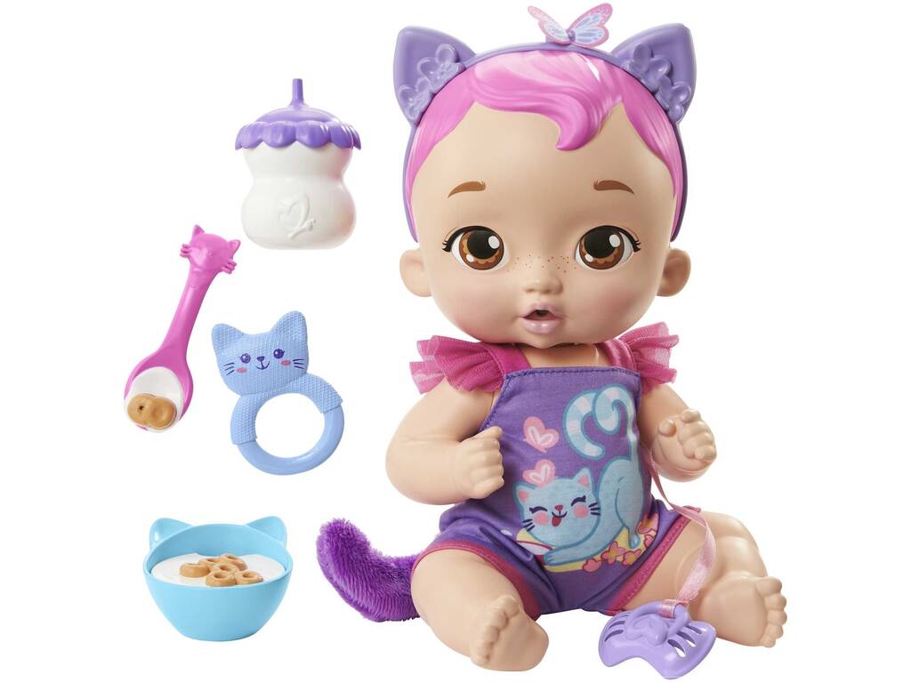 My Garden Baby Kitten isst und kuschelt Purple Mattel HHP28