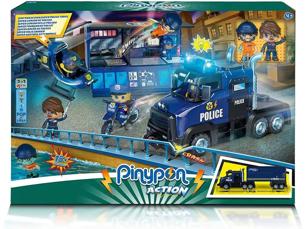 Pinypon Action Súper Caminhão de Polícia com Figuras e Acessórios Famosa 700017344