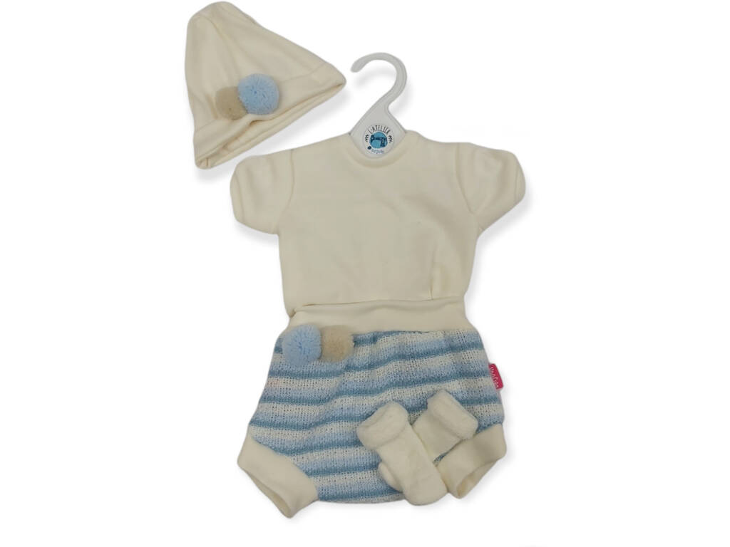 Robe de poupée en laine bleue Tricolore 48 - 50 cm. Berjuan 5031