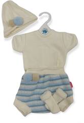 Robe de poupée en laine bleue Tricolore 48 - 50 cm. Berjuan 5031
