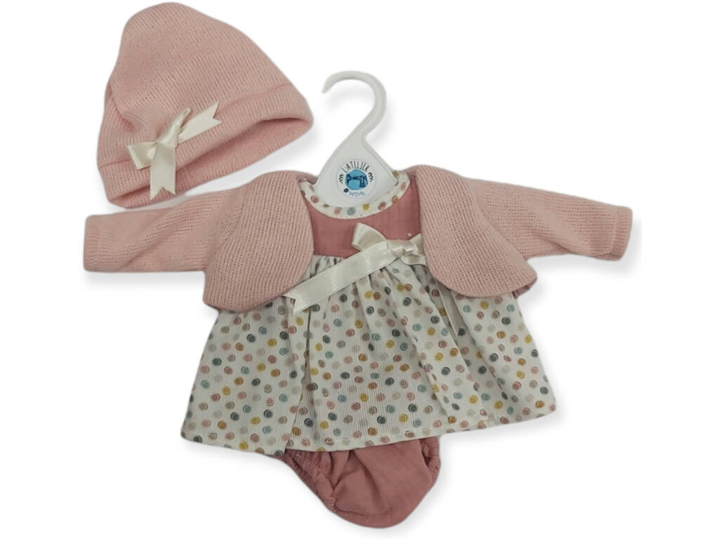 Bambola Pink Polka Dot Kleid für eine 38-40 cm große Berjuan-Puppe