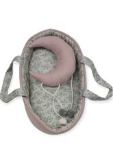 Culla in schiuma grigia e rosa con cuscino a forma di luna da 30 cm. Berjuan 2001