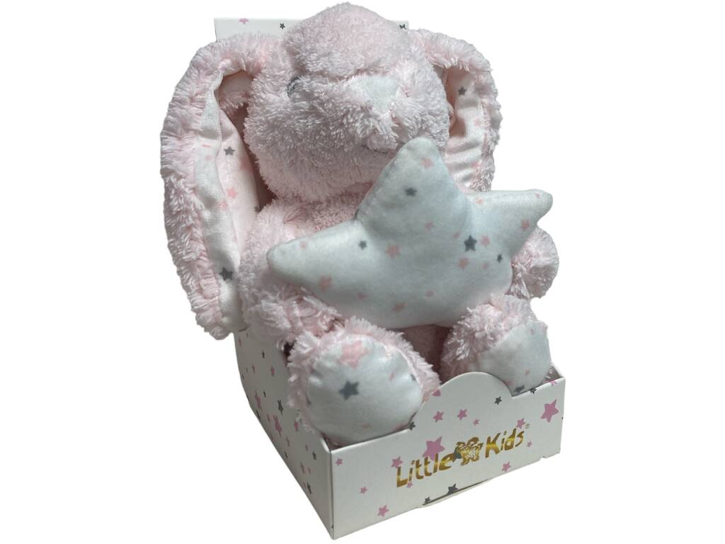 Peluche coniglietto riccio 22 cm. Rosa in scatola di Creaciones Llopis 25671