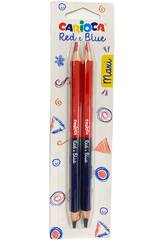 Blister de 2 crayons Maxi Carioca rouges et bleus 40139