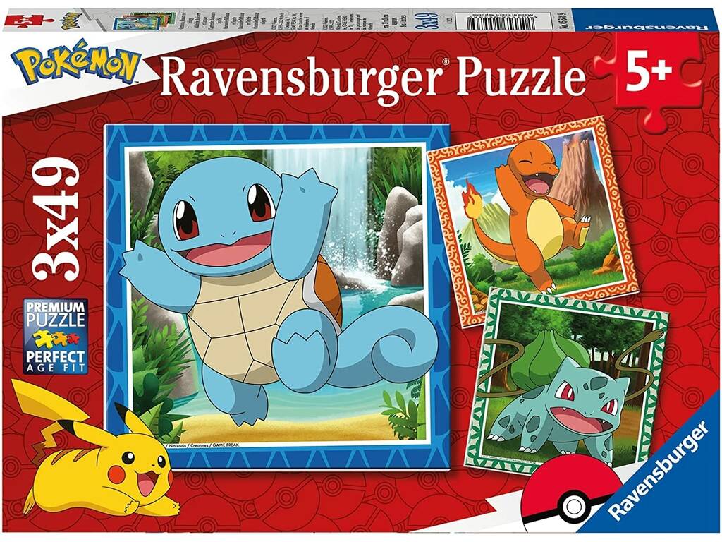 Quebra-cabeça Pokémon 3x49 Peças Ravensburger 5586