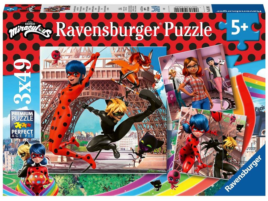 Puzzle Miraculous Ladybug 3x49 Teile Ravensburger 5189