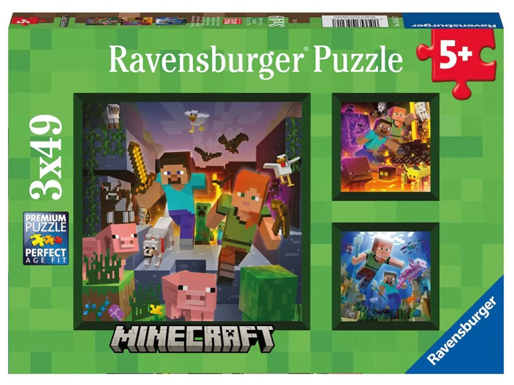 Puzzle Minecraft 3x49 Piezas Ravensburger 5621