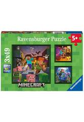 Quebra-cabeça Minecraft 3x49 Peças Ravensburger 5621