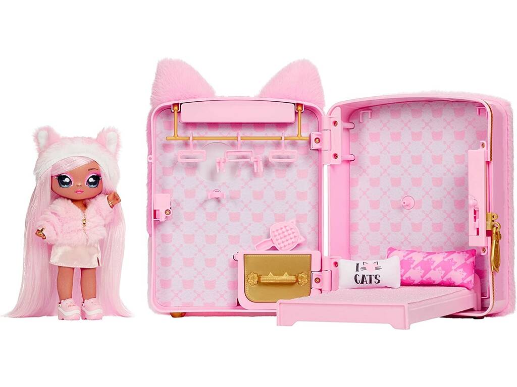 Na! Na! Na! Surprise 3 em 1 Backpack Bedroom com Boneca Pink Kitty MGA 585589