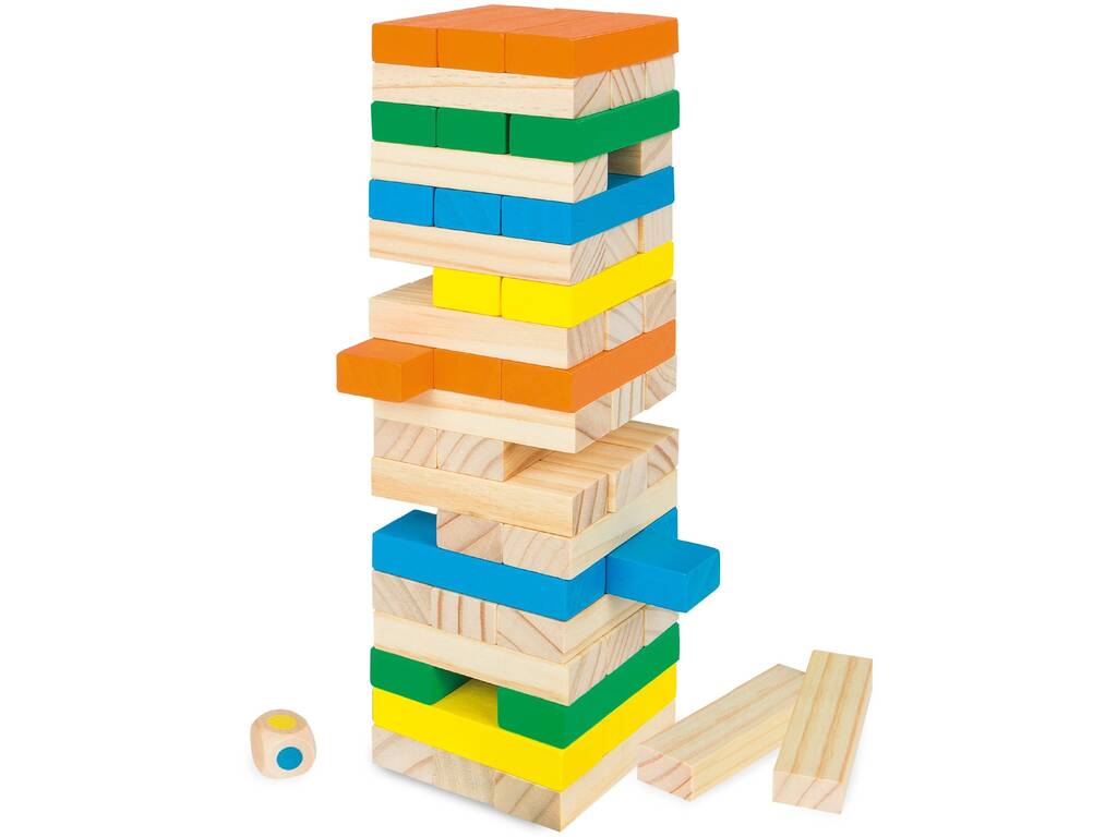 Tour de blocs de bois 58 pièces 27 cm. Colour Baby 43620