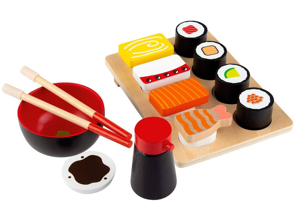 Set Sushi en bois 14 pièces Couleur Baby 49336