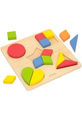 Casse-tête en bois formes géométriques 16 pièces couleur bébé 49358