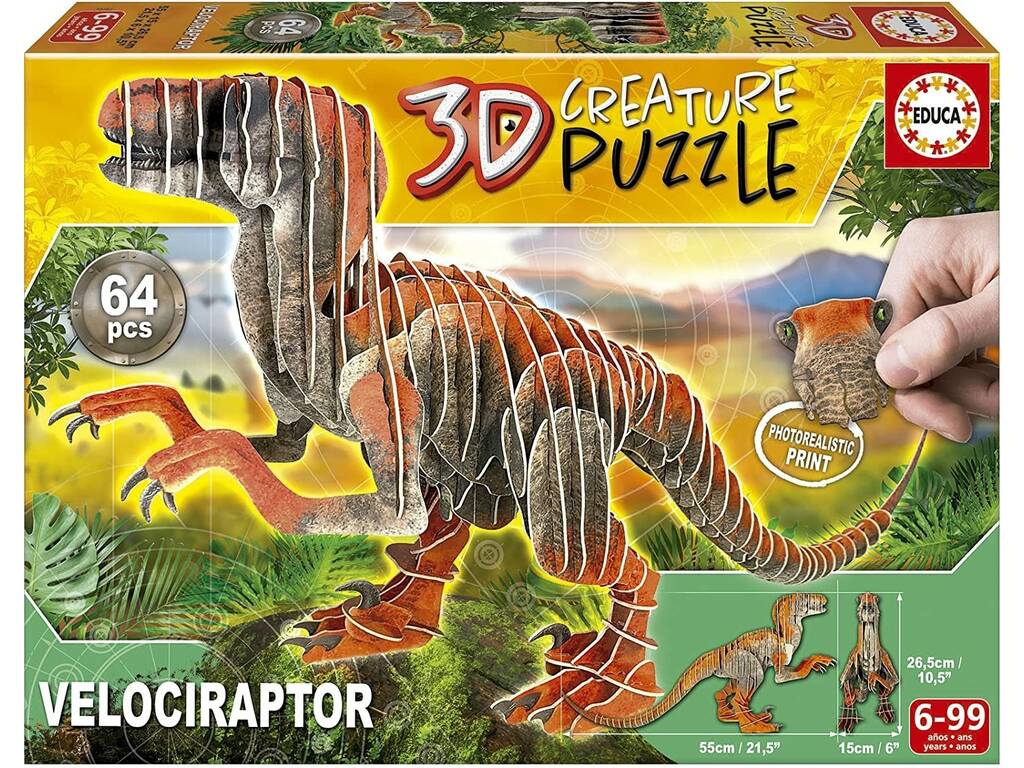 Spiel Puzzle 3D Creature Velociraptor von Educa 19382