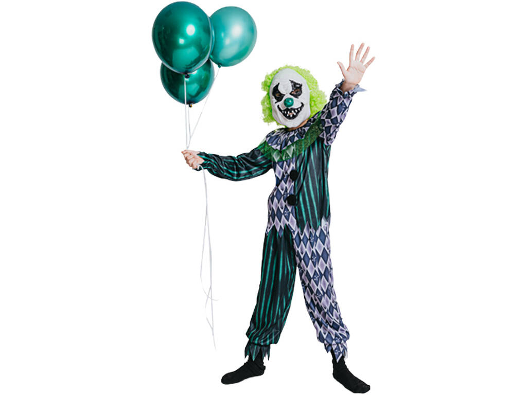 Kinderkostüm Green Creepy Clown. Größen: S