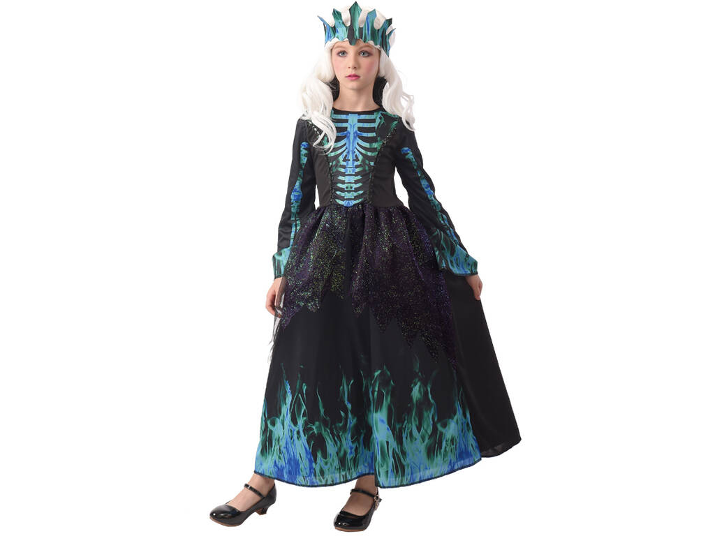 Costume Blue Fire Skeleton Queen Bambina Taglia XL