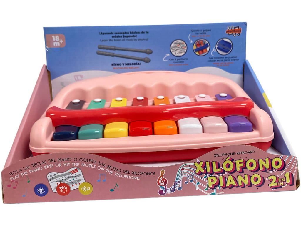 Xilófono Piano Infantil 2 em 1 Rosa
