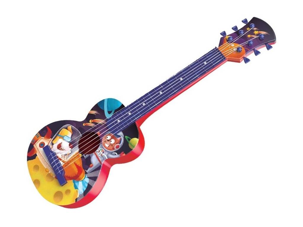 Guitarra 66 cm. Infantil con Dibujos Animados y Mástil Azul