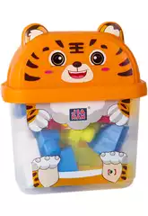 Seau Tigre orange avec 30 blocs de construction