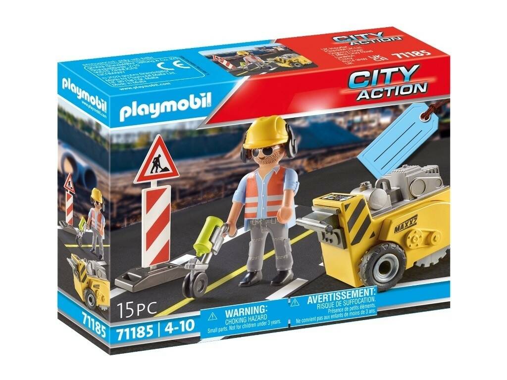Playmobil City Action Trabajador de la Construcción con Cortador de Bordes 71185