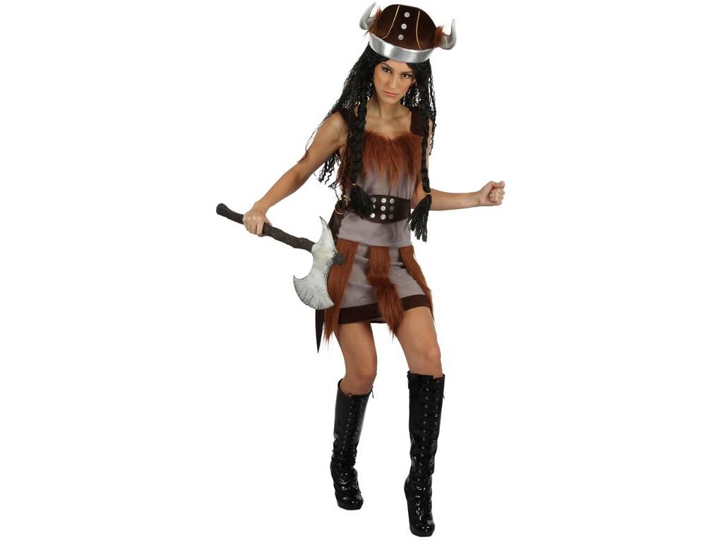 Disfraz de Vikinga marrón para mujer
