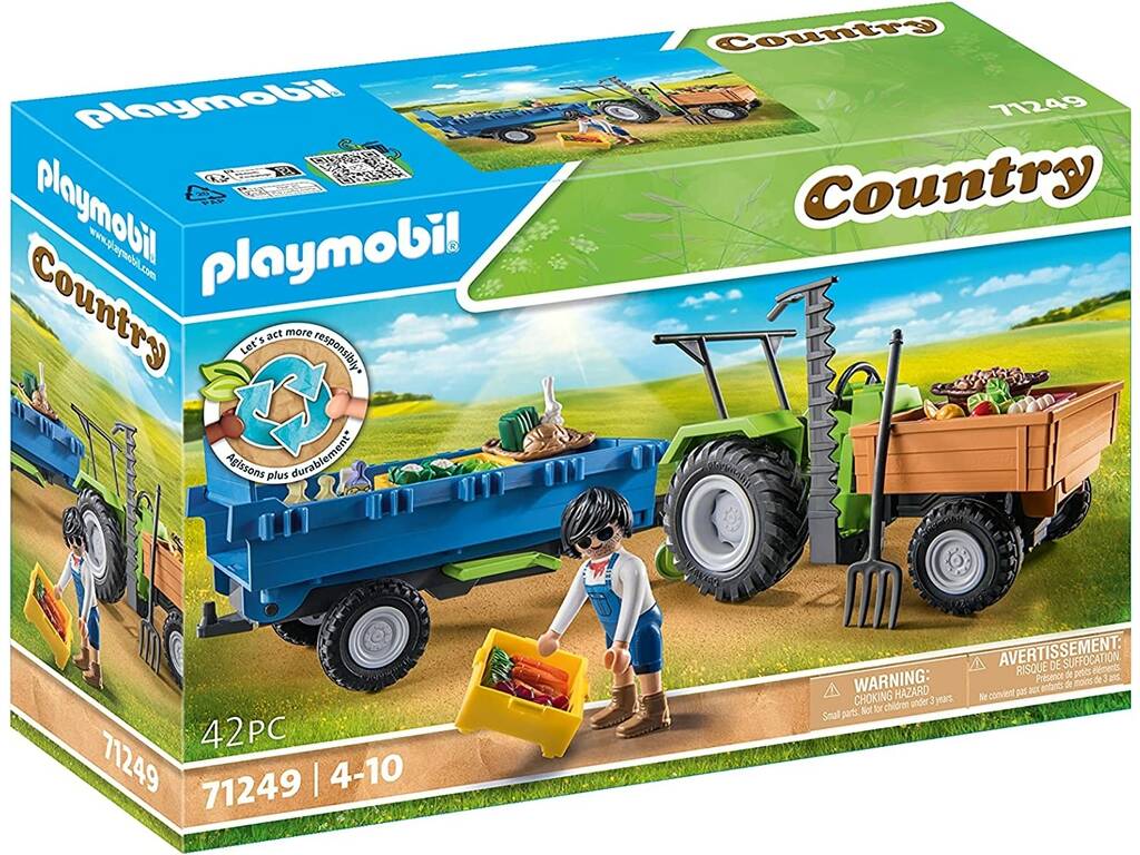 Playmobil Tracteur de campagne avec remorque 71249