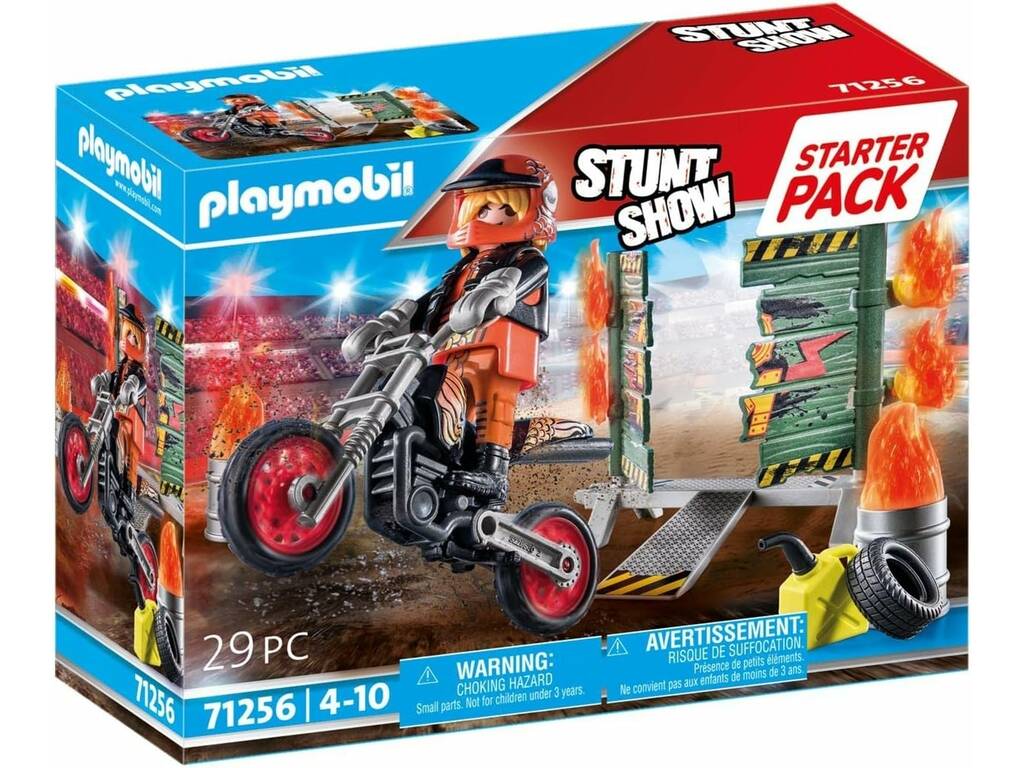 Playmobil Starter Pack Stunt Show Motorrad mit Feuerwand 71256