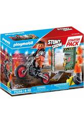 Playmobil Starter Pack Stunt Show Moto con Pared de Fuego 71256