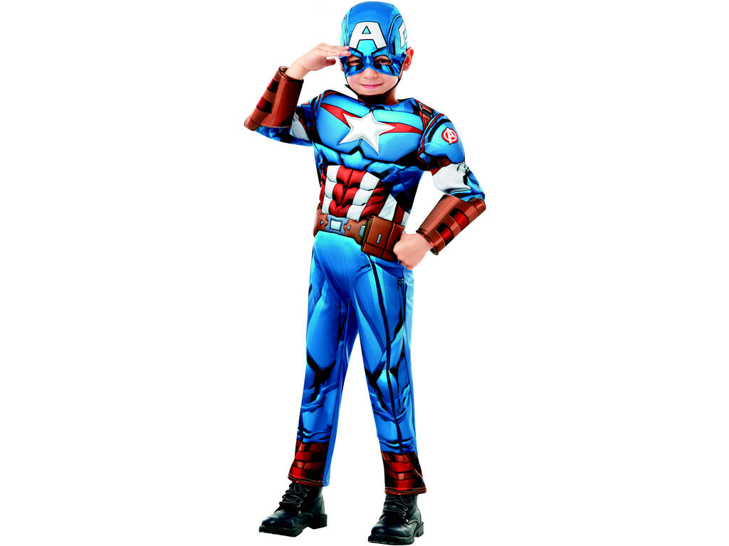 Rubies Captain America Deluxe S-M-Kostüm für Kinder 640833-M