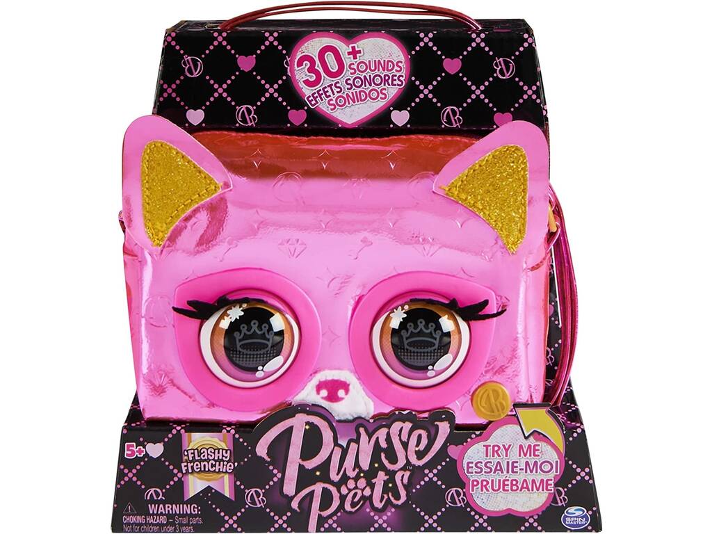 Purse Pets Bolso Interactivo Rosa Metálico Flashy Frenchie Spin Master 6065589
