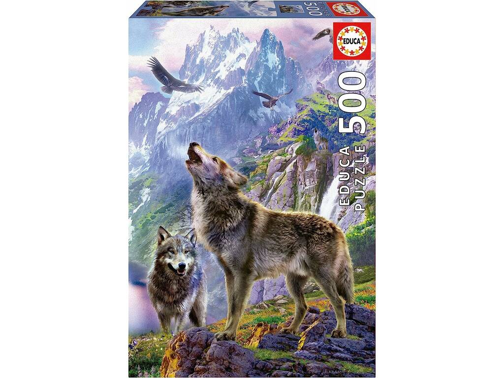Puzzle 500 Wölfe auf den Felsen Educa 19548