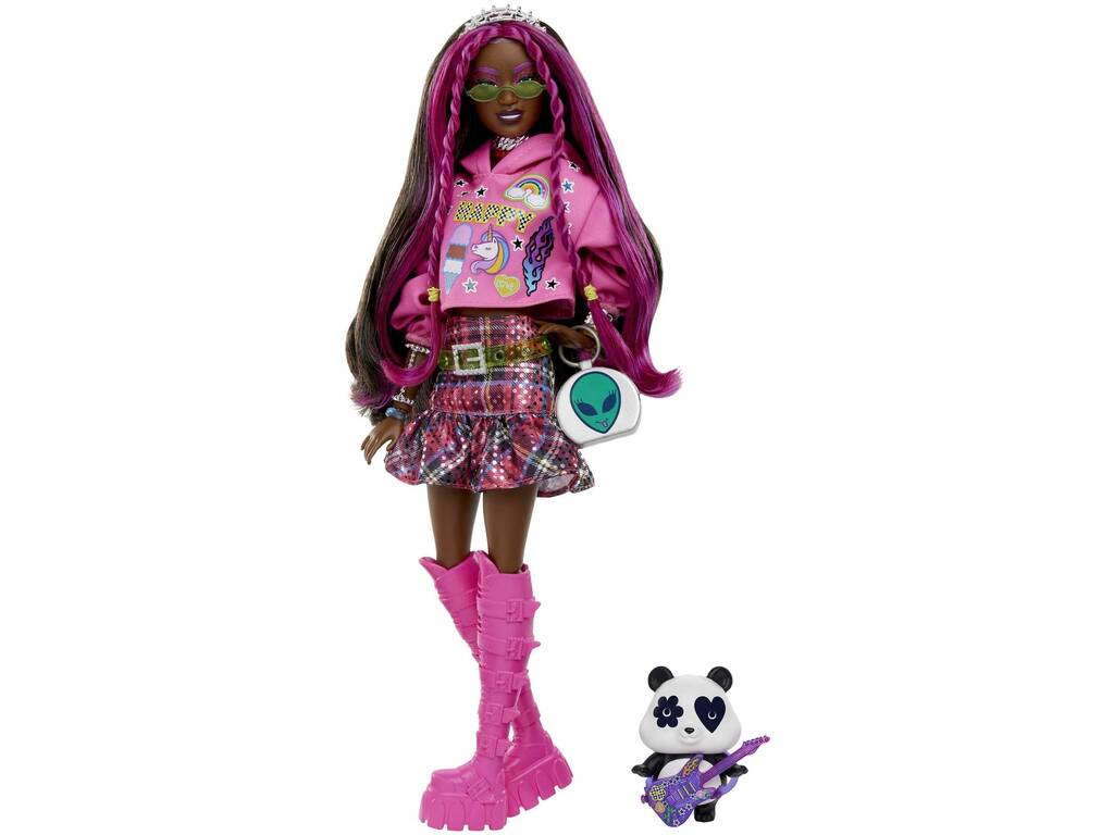 Barbie Extra Giacca con capelli e stivali viola Mattel HHN07 - Juguetilandia