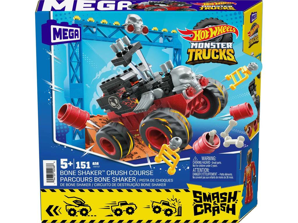 Mega Hot Wheels Monster Trucks Circuito de Choques de Bone Shaker Mattel HKF87