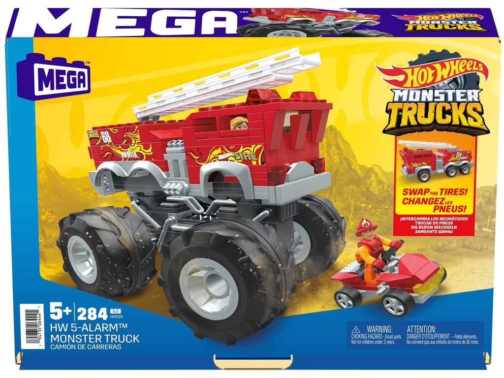 Mega Hot Wheels Monster Trucks Caminhão de Bombeiros 5 Alarmes