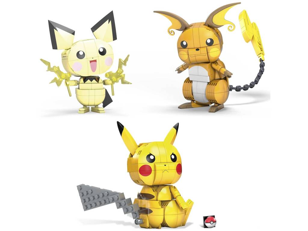 Pokémon Mega Construx Figurines Pichu, Pikachu et Raichu Mattel GYH06 