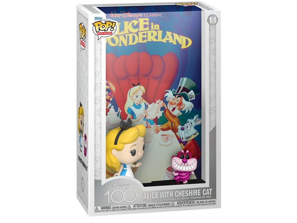 Funko Pop Disney 100 Figura com Poster de Alice com Gato de Cheshire Funko 67497