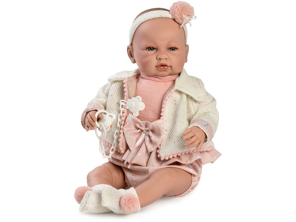 Sara Neugeborene Puppe 50 cm. Jacke mit Schleife und Berbesa 5215