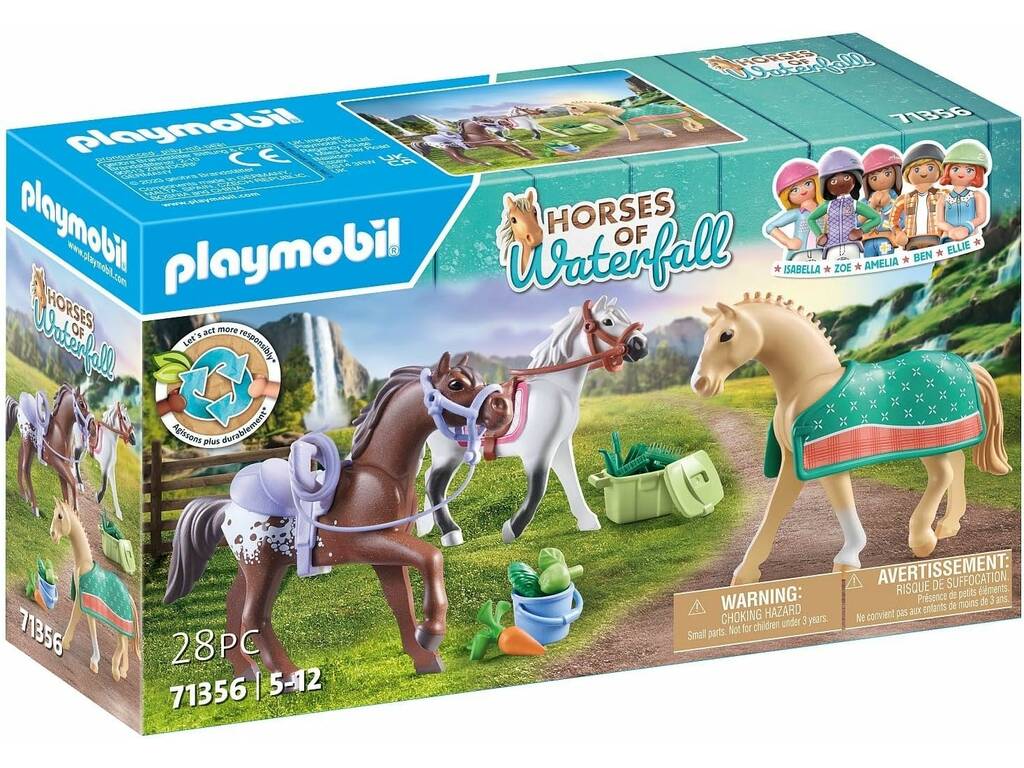 Playmobil Chevaux de la cascade Trois chevaux avec selles 71356