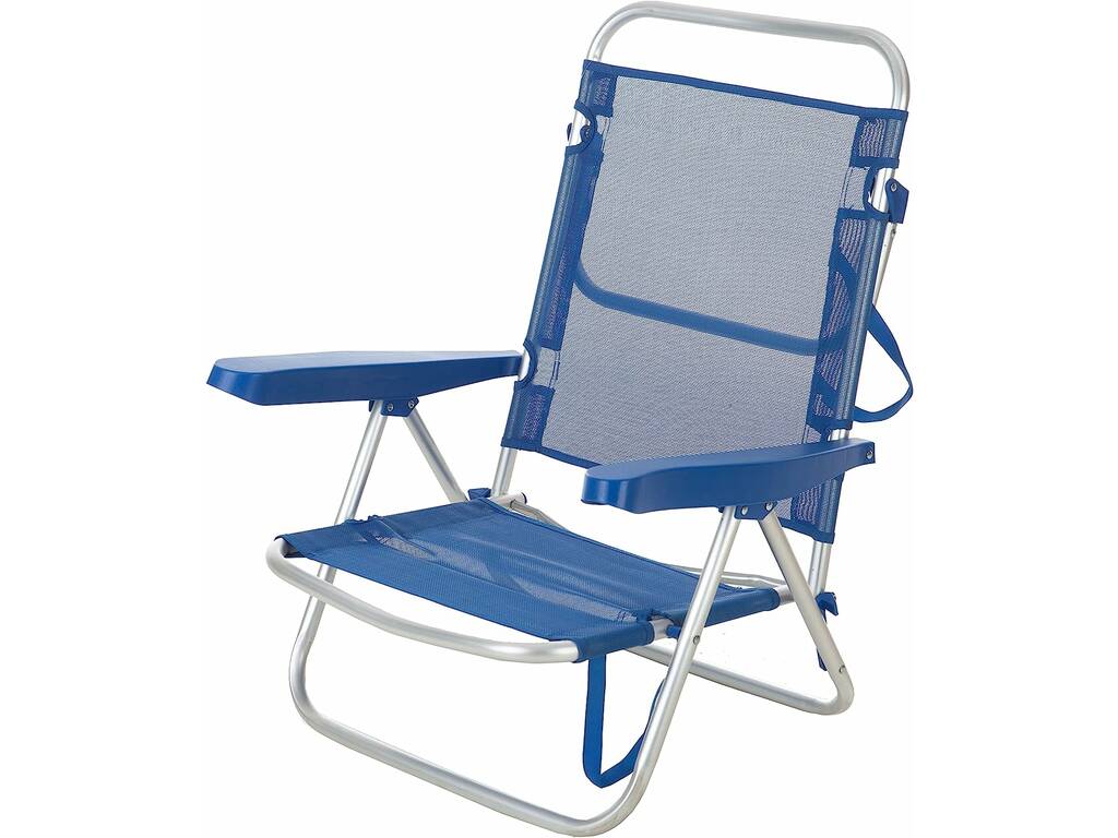 Niedriger klappbarer Strandstuhl aus Aluminium, blaue Farbe, Aremar 70535