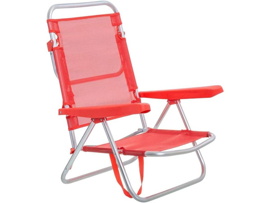 Cadeira de Praia Baixa Dobrável de Aluminio Color vermelha Aremar 70537