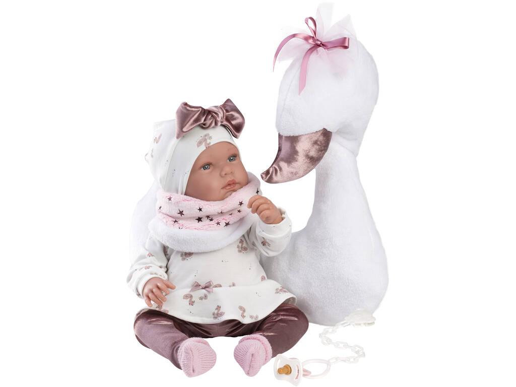 Bambola neonata Tina Piagnucolona Cigno 44 cm. Llorens 84456