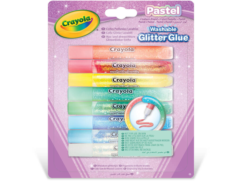 8 waschbare Crayola-Pastell-Glitzerkleber 3524